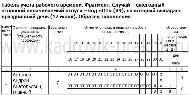 Иллюстрация: Заполнение табеля учета рабочего времени
